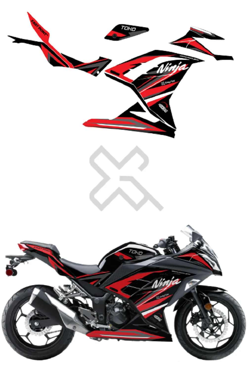  OneWay Edition Black and Red Full Body Sticker Compatible with Ninja 300 | Made In Premium Gloss With FPF(Fade Protection Film), Water Proof, Precut Sticker, Pack Of 1 Compatible with Both Side